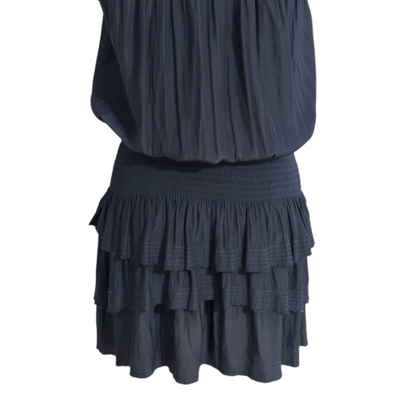 Ramy Brook Navy Blue Sleeveless Tiered Mini Dress Smocked Waist Size XS Party - Picture 4 of 9